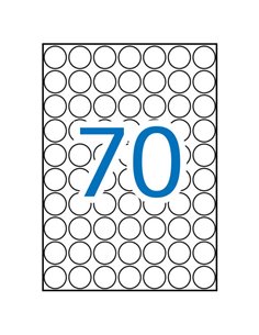 Pack Apli de 1 050 étiquettes rondes Ø 19 mm - 15 planches A5 de 70 étiquettes - Adhésif permanent - Blanc