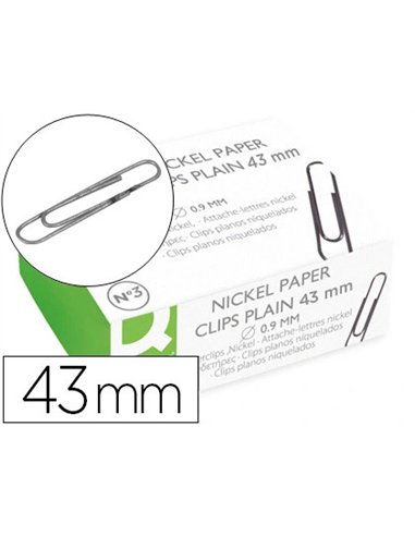 Trombone q-connect nickele n 3 bout rond 43mm boite 100 unites.