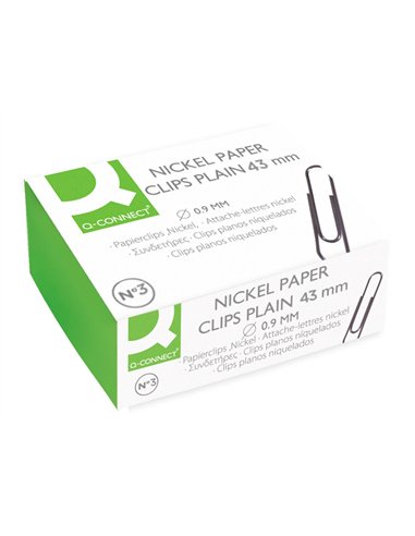 Trombone q-connect nickele n 3 bout rond 43mm boite 100 unites.