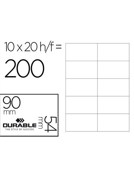 Etiquette pour badge durable bristol blanc a4 predecoupe compatible toute imprimante 54x90mm 20 planches 200 unites.
