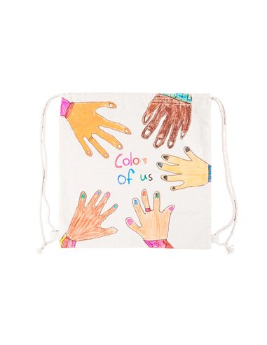 Sac a dos o'color coton a decorer cordons 38x38cm coloris blanc lot 10 unites.