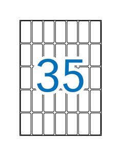 Pack Apli de 525 étiquettes rectangulaires 18 x 40 mm - 15 planches A5 de 35 étiquettes - Adhésif permanent - Bords arrondis - B