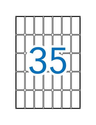 Pack Apli de 525 étiquettes rectangulaires 18 x 40 mm - 15 planches A5 de 35 étiquettes - Adhésif permanent - Bords arrondis - B