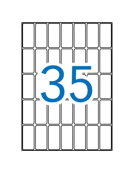 Pack Apli de 525 étiquettes rectangulaires 18 x 40 mm - 15 planches A5 de 35 étiquettes - Adhésif permanent - Bords arrondis - B