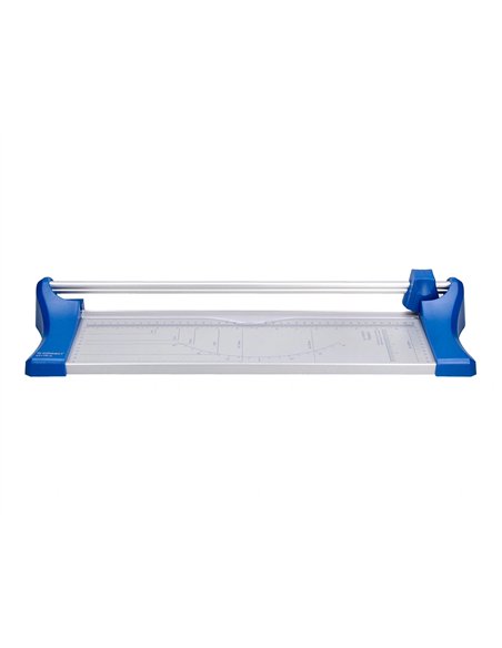 Rogneuse q-connect format a4 10f base acier lame rotative aiguisée automatique table imprimée guide angle 320x157mm.