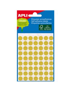 Sachet Apli Mini de 288 étiquettes rondes Ø 8 mm - 3 planches de 96 étiquettes - Adhésif permanent - Jaune