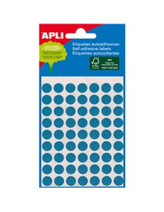 Sachet Apli Mini de 288 étiquettes rondes Ø 8 mm - 3 planches de 96 étiquettes - Adhésif permanent - Bleu