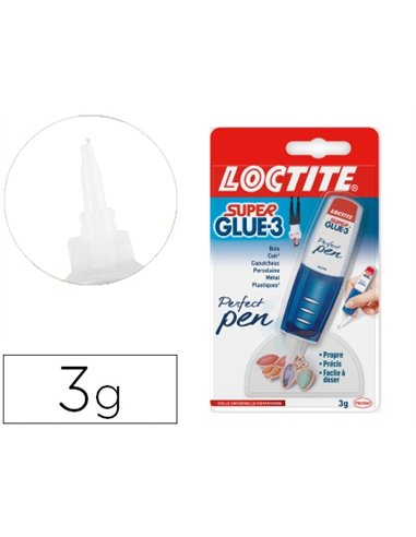 Colle rapide loctite super glue 3p cyanoacrylate perfect pen résiste humidité chaleur froid gel vibrations tube 3g.