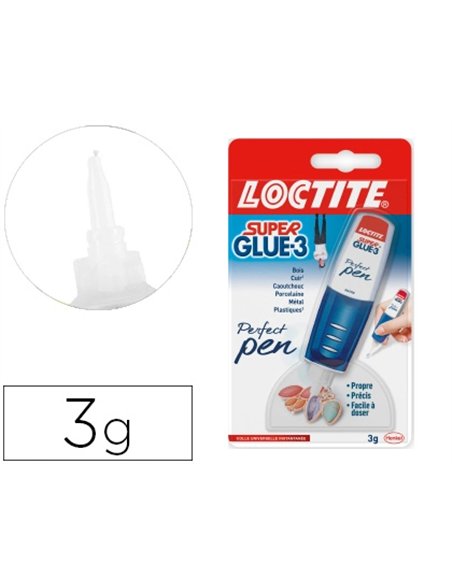 Colle rapide loctite super glue 3p cyanoacrylate perfect pen résiste humidité chaleur froid gel vibrations tube 3g.
