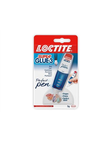 Colle rapide loctite super glue 3p cyanoacrylate perfect pen résiste humidité chaleur froid gel vibrations tube 3g.