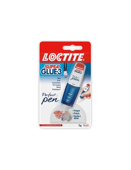 Colle rapide loctite super glue 3p cyanoacrylate perfect pen résiste humidité chaleur froid gel vibrations tube 3g.