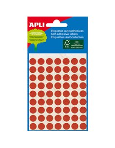 Sachet Apli Mini de 288 étiquettes rondes Ø 8 mm - 3 planches de 96 étiquettes - Adhésif permanent - Couleur rouge