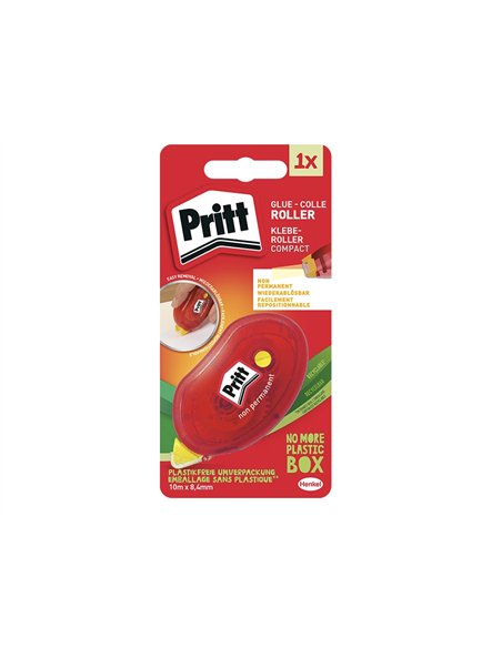 Colle pritt roller compact ruban 8.4mmx10m collage repositionnable immédiat plus performante niveau visible.