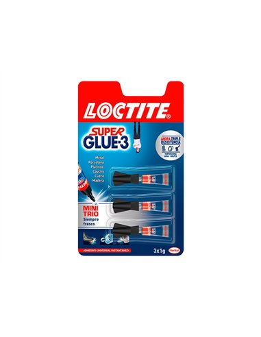 Colle rapide loctite super glue liquide 3x1g super puissante séchage rapide multi-matériaux anti-séchage pack 3 tubes 1g.