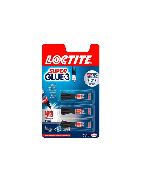 Colle rapide loctite super glue liquide 3x1g super puissante séchage rapide multi-matériaux anti-séchage pack 3 tubes 1g.