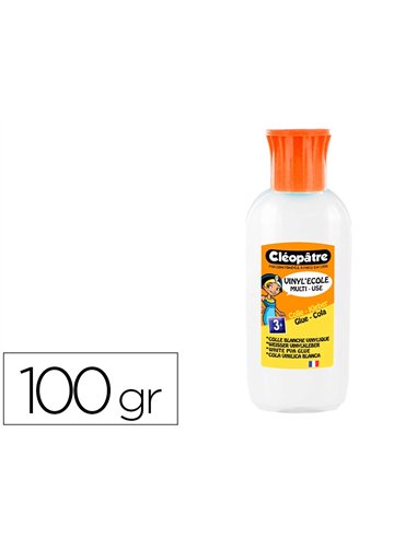 Colle vinylique cléopâtre blanche tous types travaux usage maison bureau nettoyage facile sans solvant flacon 100ml.