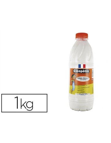 Colle vinylique cléopâtre blanche tous types travaux usage maison bureau nettoyage facile sans solvant flacon 1l.