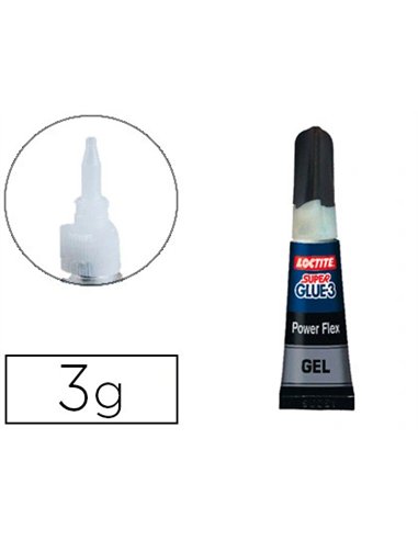 Colle rapide loctite power flex puissante séchage ultra rapide multi-matériaux enrichie caoutchouc tube 3g.