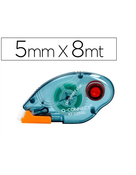 Colle q-connect roller éco permanent coloris bleu transparent 6.5mmx8.5m.