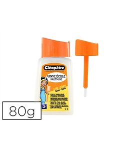 Colle vinylique cléopâtre vinyl'école flacon 80g avec pinceau incorporé.
