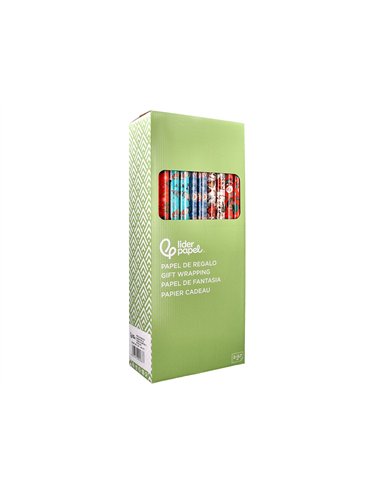Papier cadeau liderpapel noel rouleau 0,70x2m 60g motifs assortis c-2024.