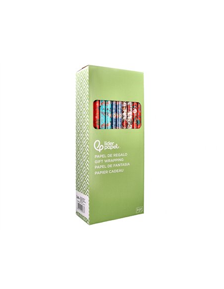 Papier cadeau liderpapel noel rouleau 0,70x2m 60g motifs assortis c-2024.