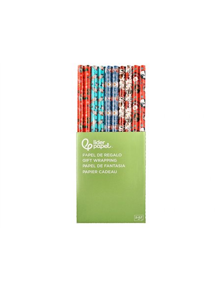 Papier cadeau liderpapel noel rouleau 0,70x2m 60g motifs assortis c-2024.