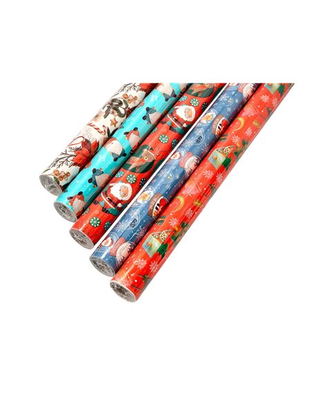 Papier cadeau liderpapel noel rouleau 0,70x2m 60g motifs assortis c-2024.