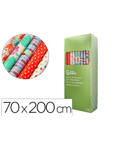 Papier cadeau liderpapel toute l'annee rouleau 0,70x2m 60g motifs assortis c-2024.