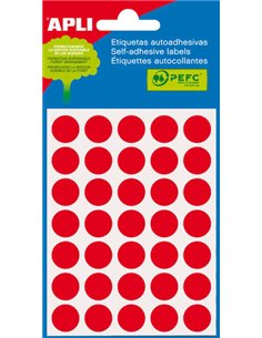 Sachet Apli Mini de 175 étiquettes rondes Ø 13 mm - 5 planches de 35 étiquettes - Adhésif permanent - Couleur rouge