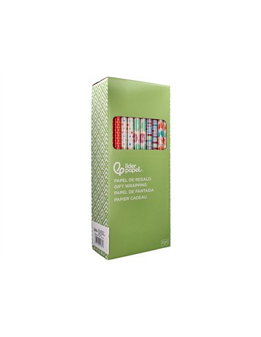 Papier cadeau liderpapel toute l'annee rouleau 0,70x2m 60g motifs assortis c-2024.