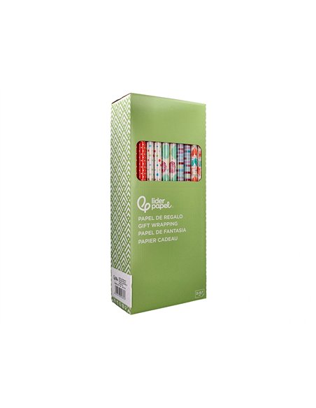 Papier cadeau liderpapel toute l'annee rouleau 0,70x2m 60g motifs assortis c-2024.