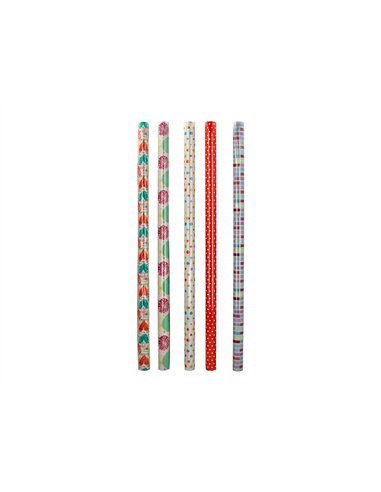 Papier cadeau liderpapel toute l'annee rouleau 0,70x2m 60g motifs assortis c-2024.