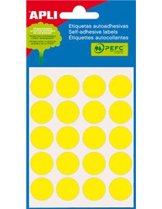 Sachet de 100 étiquettes rondes Apli Mini Ø 19 mm - 5 planches de 20 étiquettes - Adhésif permanent - Pour écriture au crayon, a