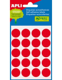 Sachet de 100 étiquettes rondes Apli Mini Ø 19 mm - 5 planches de 20 étiquettes - Adhésif permanent - Pour écriture au crayon, a