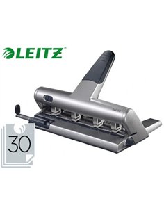 Perforateur leitz hd akto 5114 capacité perforation 30f 4 trous coloris métal 240x120x340mm.