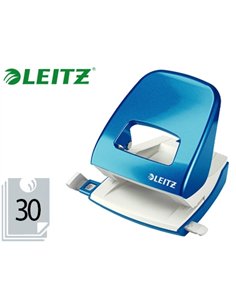 Perforateur leitz métal capacité perforation 30f 2 trous coloris bleu 107x100x137mm.