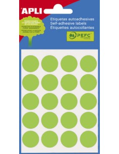 Sachet de 100 étiquettes rondes Apli Mini Ø 19 mm - 5 planches de 20 étiquettes - Adhésif permanent - Pour écriture au crayon, a