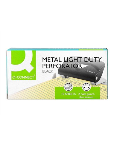 Perforateur q-connect kf14214 2 trous ouverture 1mm capacite 10 feuilles coloris noir.