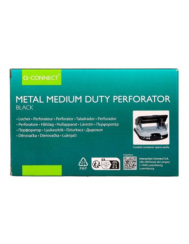 Perforateur q-connect kf14217 2 trous ouverture 2mm capacite 20 feuilles coloris noir.