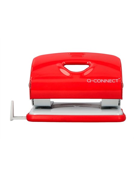 Perforateur q-connect kf14219 2 trous ouverture 2mm capacite 20 feuilles coloris rouge.