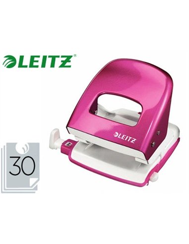 Perforateur leitz métal capacité perforation 30f 2 trous coloris rose 107x100x137mm.
