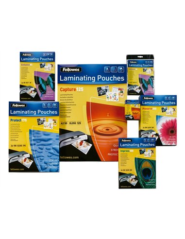 Pochette plastification fellowes à chaud polyester transparent résistant eau format a4 80 microns boîte 25 unités.