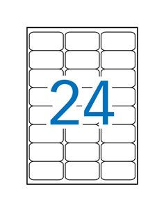 Pack de 2 400 étiquettes rectangulaires Apli 64 x 33,9 mm - 100 feuilles de 24 étiquettes - Adhésif permanent - Bords arrondis -