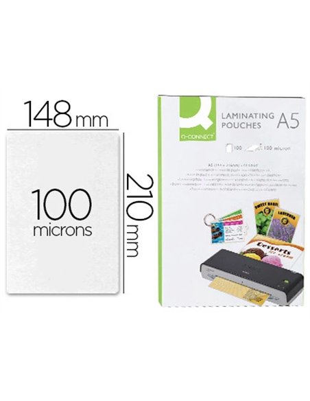Pochette plastification q-connect à chaud économique format a5 100 microns boîte 100 unités.