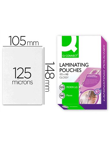 Pochette plastification q-connect à chaud économique format a6 105x148mm 125 microns boîte de 100 unités.