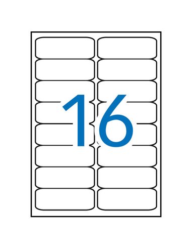 Pack de 1 600 étiquettes Apli 99,1 x 34,0 mm - 100 feuilles x 16 étiquettes - Adhésif permanent - Bords arrondis - Couleur blanc