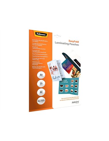 Pochettes plastification fellowes admire polyester transparent resistant eau format a4 80 microns bte de 25.