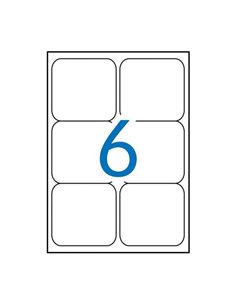 Pack de 600 étiquettes Apli 99,1 x 93,1 mm - 100 feuilles de 6 étiquettes - Adhésif permanent - Bords arrondis - Couleur blanche