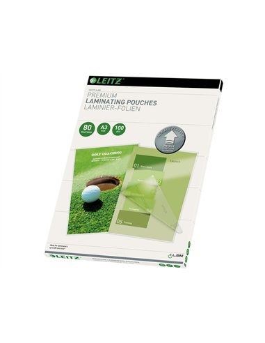 Pochette plastification leitz udt a3 80 microns coloris transparent boite 100 unites.